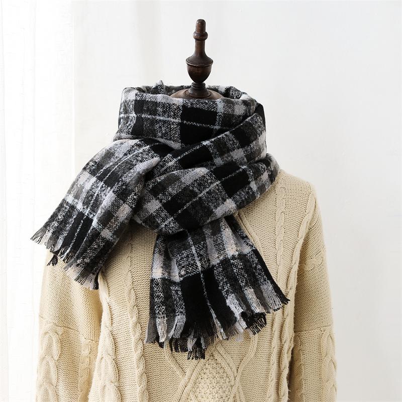 heekpek Dames geruit oversized kasjmier sjaal lange zachte wraps dames geruit oversized sjaal lange sjaal voor herfst en winter, grijs, Een maat