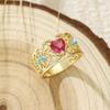 Unique Design Hollow Pattern Heart-shaped Inlaid Zircon Ring, Women's Fashionable Classic Holiday Accessory Jewelry