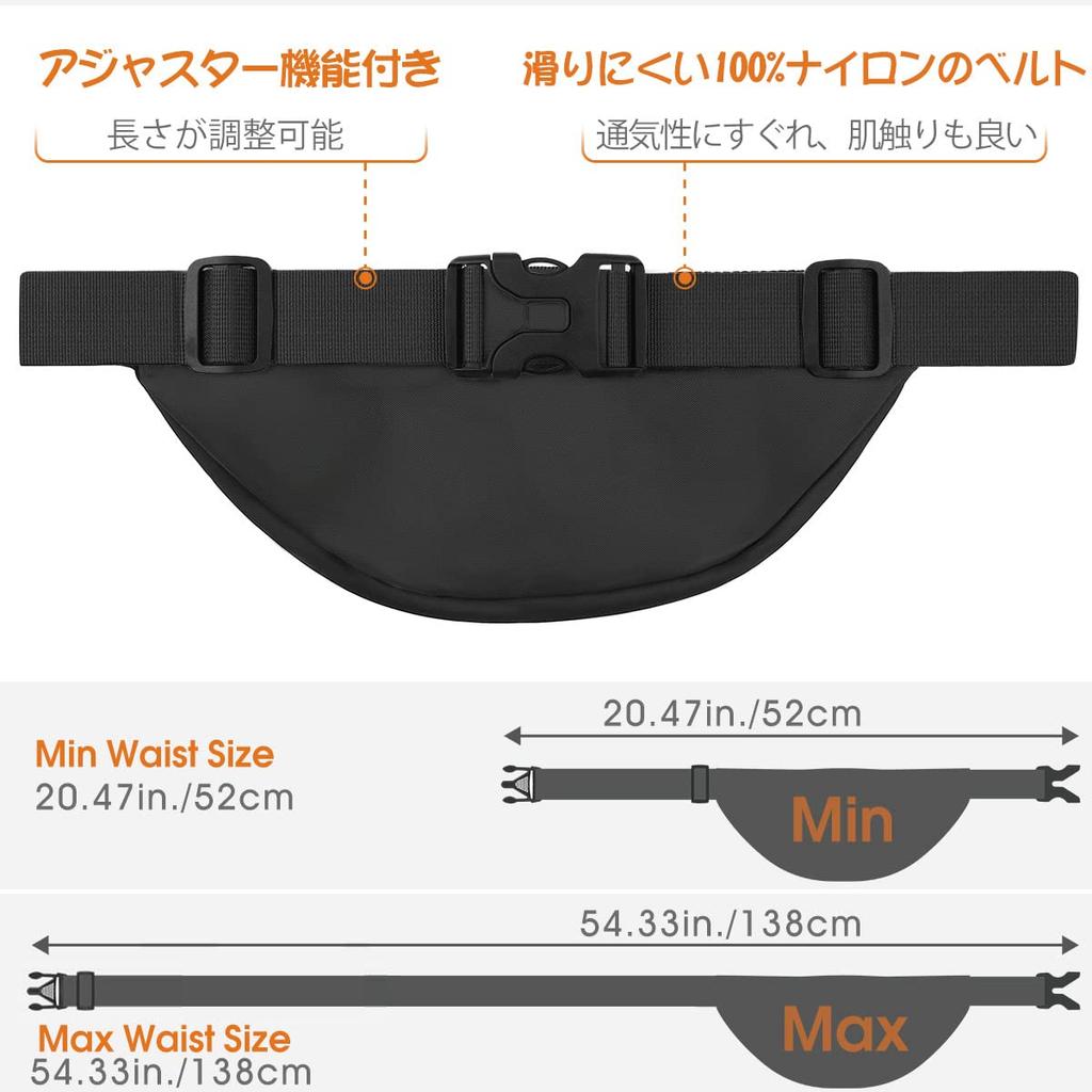 HOUSMART Waist Pouch for Men and Running Pouch with YKK Large Fits Digital iPad Mini iPhone 7 and Water Perfect for and 4 Lightweight Women, Zipper,