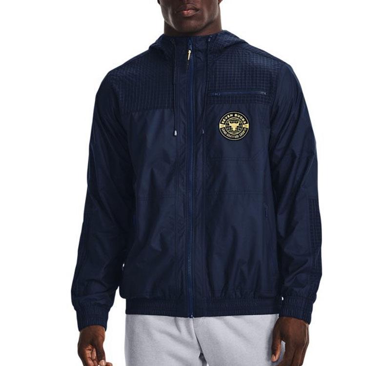 Under Armour Project Rock Casual Printed Hooded Jacket Men Jacket Navy-Blue 1370457-408
