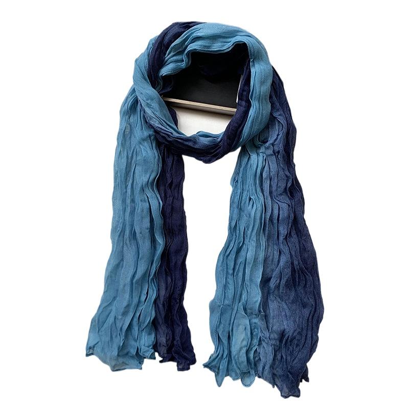 

Женский градиентный шарф с эффектом мятости - Легкий, мягкий, дышащий шарф - Длинная шаль, шарф в ретро этническом стиле, богемный шарф-шаль для пляжного курорта