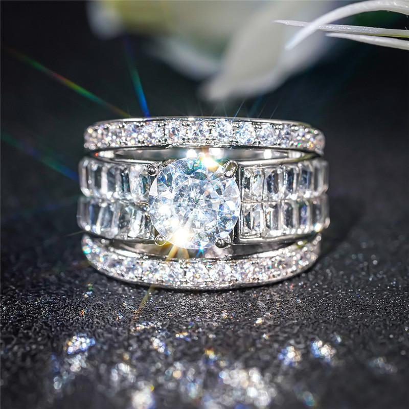 Bagues Larges Brillantes Haut de Gamme Pour Femmes Zircone Cubique Scintillante Accessoires pour Doigts Bijoux Tendance Élégants Bijoux de Luxe