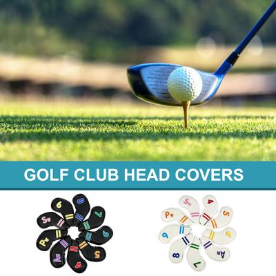 9Pcs Golfs Iron Cover Iron Head Cover Golfs Head Cover Color PU Leathers Iron Cover Golfs Club Cover with Big Number
