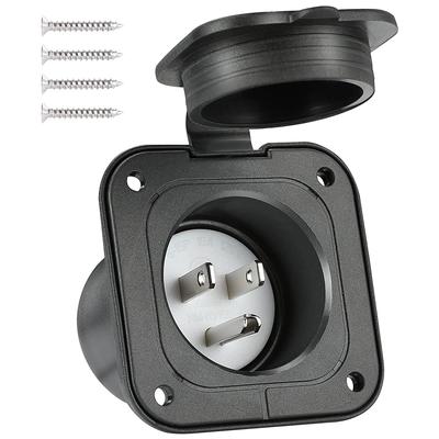 Prises d'entrée d'alimentation à quai 15 A 125 V Entrée à bride Prise de courant pour camping-car avec couvercle étanche à l'eau et à la poussière Fiches RV 5-15P Alimentation