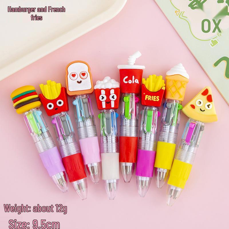 Cartoon Four-Color Ballpoint Pen - Cute Mini Oil Pen for Elementary Students, Learning Stationery, School Rewards, and Gifts