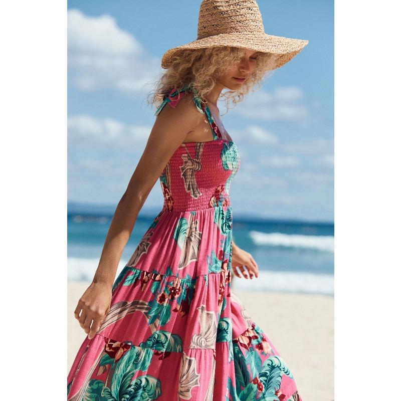 Sommer Damen Ärmelloses Pendler-Kleid mit Spice Girls Print Langes Trägerkleid Damen