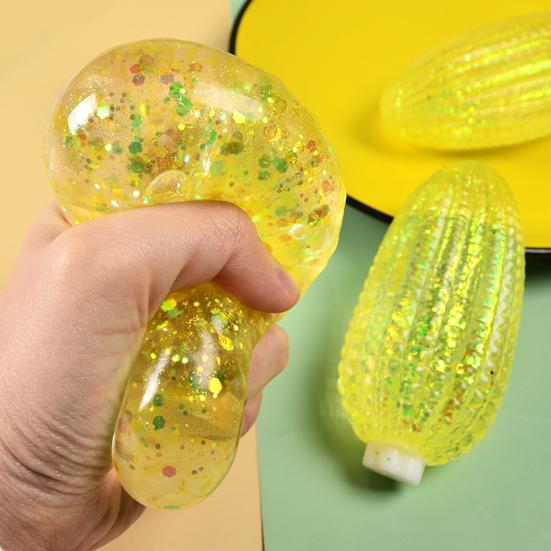 Corn Squeeze Toy Slow-Rising TPR Fidget for Stress Relief Realistic Vegetable-Shaped Decompression