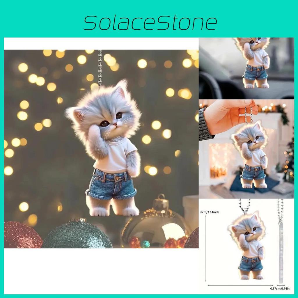 Cute Cartoon Acrylic Cat Car Ornament Ideal For Backpack Decoration And Home Use