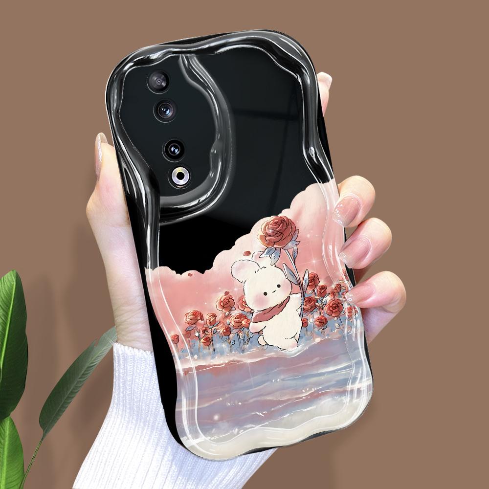 

Милый мультяшный узор, кремовая текстура, мягкий силиконовый чехол с волнистыми краями, чехол для телефона для Huawei Honor Infinix Tecno iPhone Tecno Camon 30 Premier чёрный