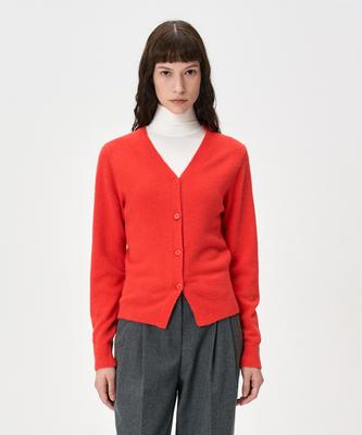 Ridifi Crop Wool Blend Cardigan (Red)