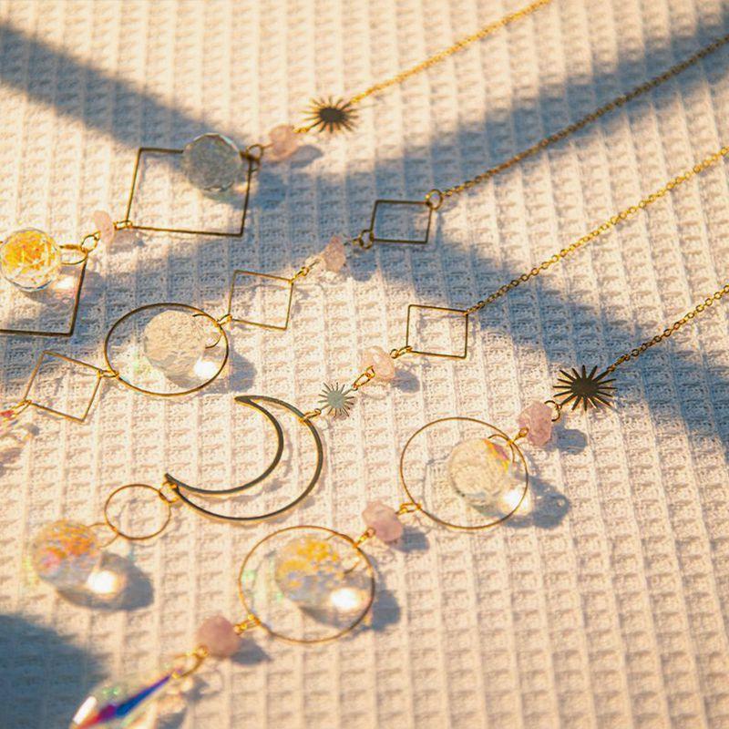Garden Wind Chime Suncatcher Hanging Crystal Moon Catcher Pendants Rainbow Prism Wind Spinner Rainbow Maker Home Garden Decor