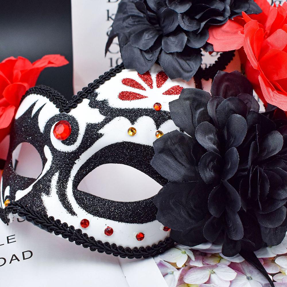 Mexico Day of the Dead Masks for Masquerade Balls Halloween Masks With Fire Devil Flowers Cosplay Performance Carnival Party