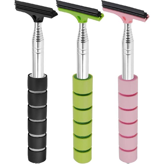 Retractable Car Side Mirror Squeegee - 3 Pack Portable Telescopic Rearview Wiper, Auto Glass Long Handle Cleaning Tool for All Vehicles
