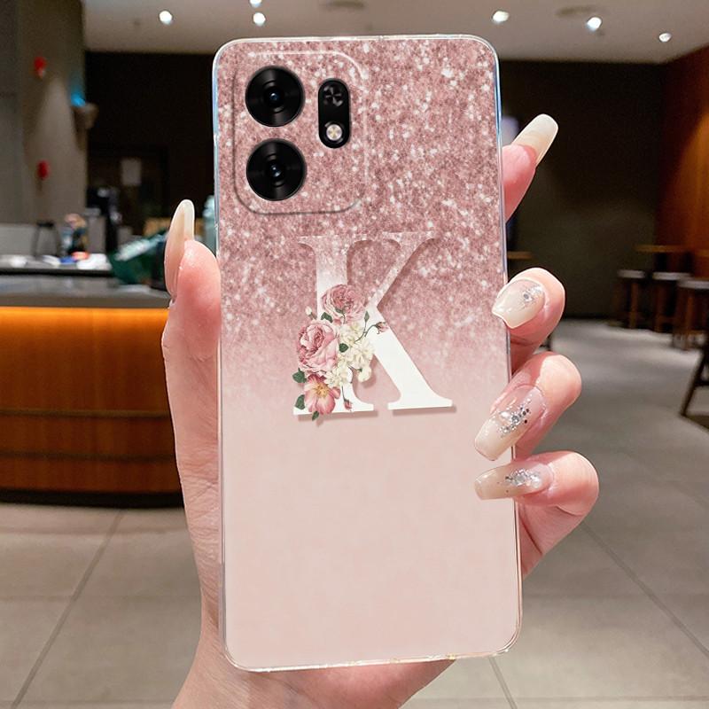 Letter Couple Phone Case For Honor Play 60A 5G / Honor X6d 5G Bright Pink Starry Sky Clear TPU Silicone Anti-scratch Soft Casing