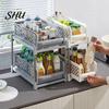 Double-layer Bathroom Organizer Sliding Under-sink Storage Rack Double-Layer Design Large Capacity Kitchen Shelf Strong Load-bearing Easy Assembly