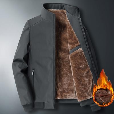 Plus Size Middle-aged And Elderly Men's Thickened Fleece Jacket Winter New Trendy Business Casual Men's Warm Loose Daddy Jacket
