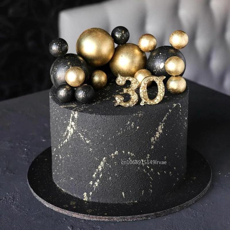 20Pcs Ball Cake Topper Round Mini Balloons Cake Topper Gold Balls Cupcake Toppers Wedding Birthday Valentines Party Cake Decor