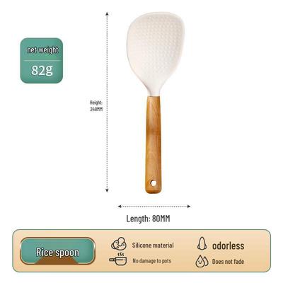Silicone Rice Spoon with Beech Wood Handle, 3-Pack