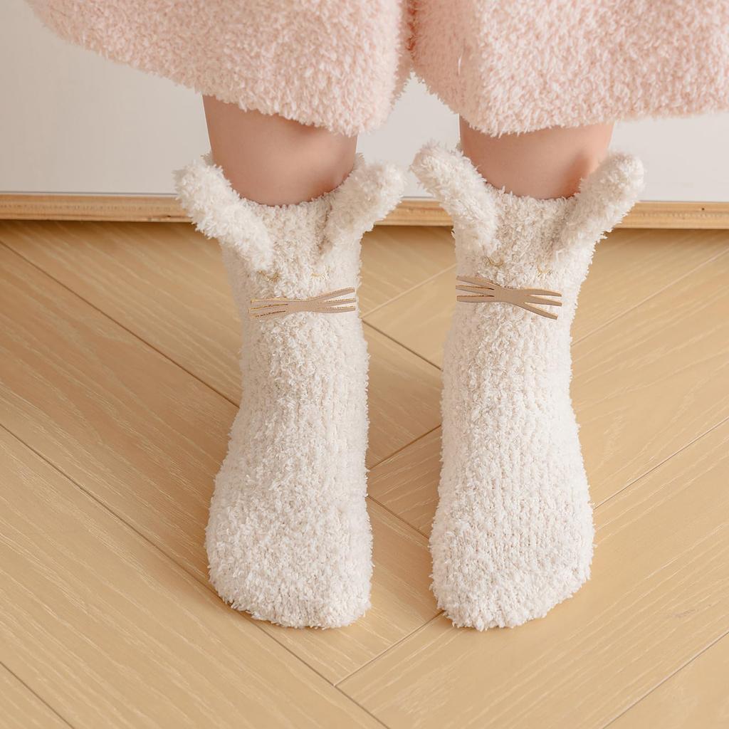 HAYAHARU Baby Thick and Warm for Loose Fluffy and Perfect for Cold Weather Baby Ages Socks, Kids' Socks, Non-Slip, Winter, Fit, Cute, Sleeping,