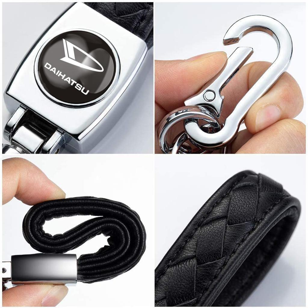 [InnoWave] Schlüsselanhänger, Kompatibel DAIHATSU Daihatsu Echtes Leder Auto Schlüsselanhänger, Auto Logo Schlüsselanhänger, Schlüsselring,