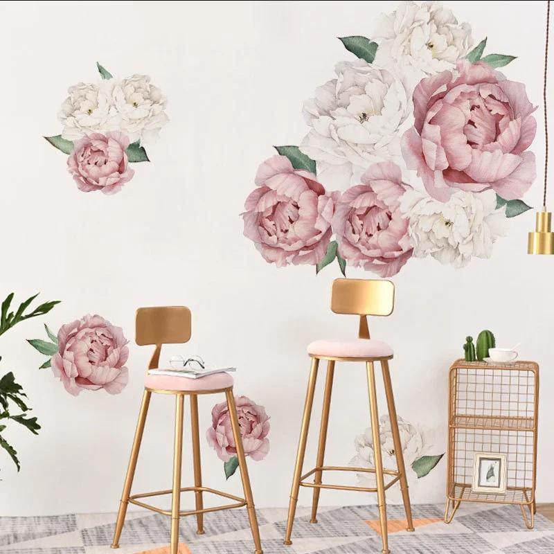 Pink Butterfly Flower Tree Wall Stickers Decals Girls Women Flower Mural Vinyl Wallpaper Home Wall Stickers for Kids Rooms