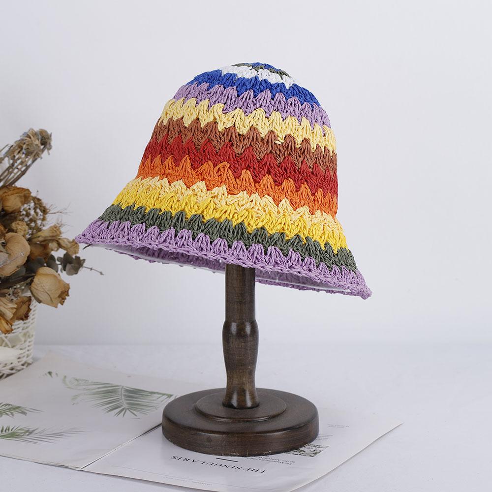 1pc Women's Classic Straw Braid Hat,Summer Sun Wave Brim Beach Hat,Versatile Bucket Hat,UV Protection,suitable for Beach Tralve