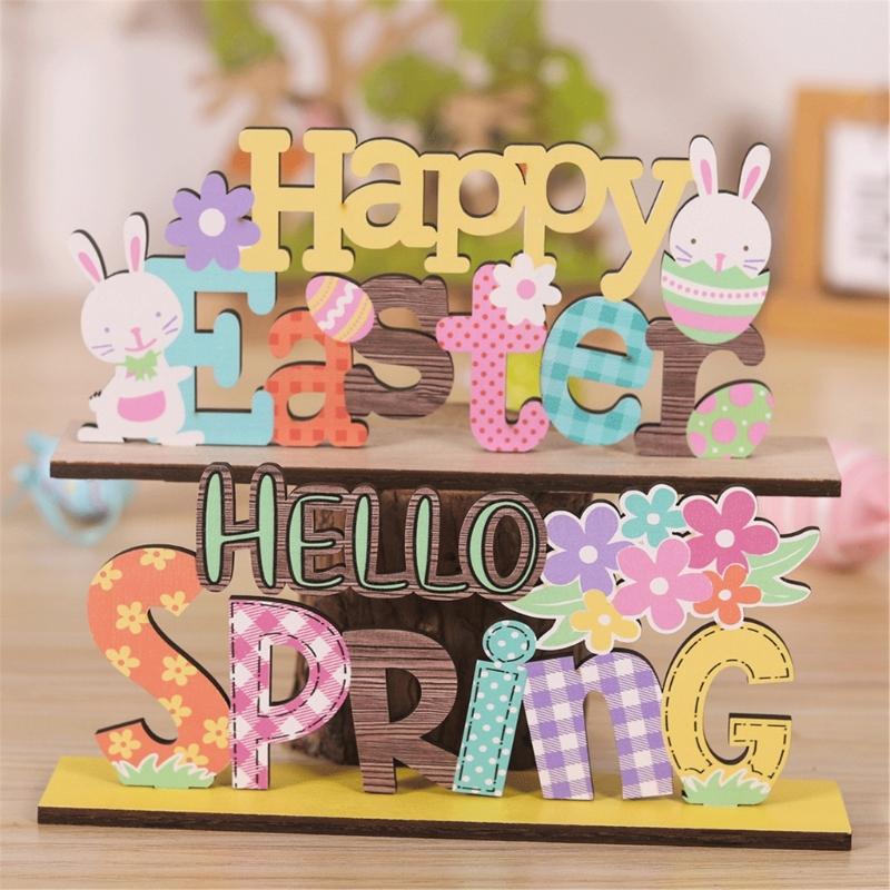 Easters Decors Tabletop Centerpieces Signs,Easters Bunnies Wood Table Signs,Easters Decorations for Home Table Decors