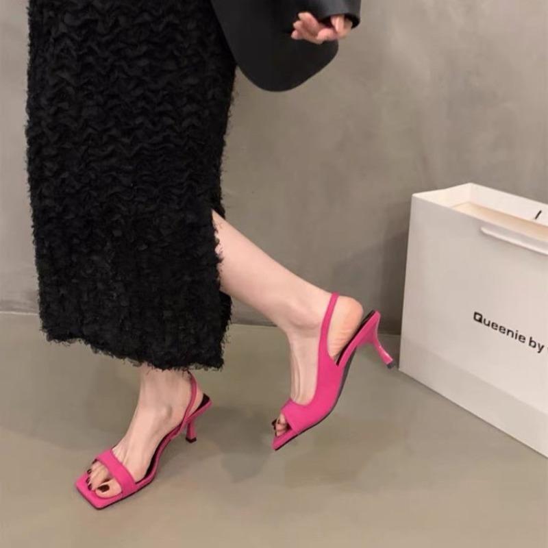 Fashion Hot Selling High Heels Women Sandals Summer Heeled Shoe Square Toe Pump Fashion 2025 Slingback Slippers Stilettos Sandalias Lady