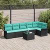 Garden Sofa Set with Cushions 7 pcs Black Poly Rattan