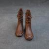 Stylish Women's Genuine Leather Mid-Calf Martin Boots - Versatile, Warm & Thick Soled for Autumn/Winter