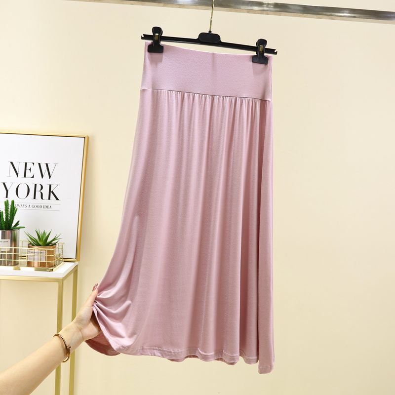 

Женская юбка 2025 весна/лето модал высокая талия миди длина длинная длина драпировка повседневная ночная рубашка накидка А-силуэт футляр длинное платье Pink XL (55.00 kg-65.00 kg recommended