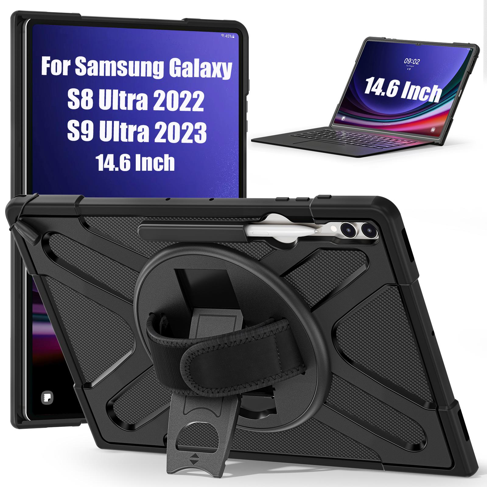 

Tablet Case for Samsung Galaxy Tab S8 S9 S10 S11 Ultra 14.6 Inch SM-X900 SM-X910 Rotation Hand Ring Stand Shockproof Cover S8 Ultra 14.6 X900 чёрный