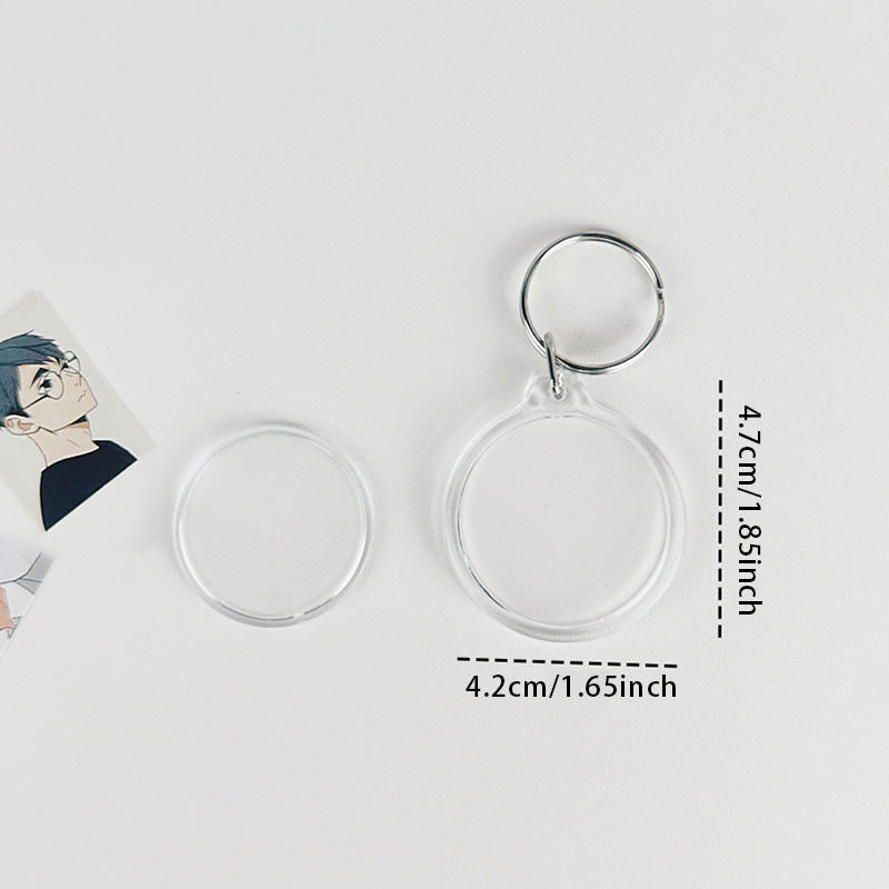 5pcs Transparent Acrylic Photo Frame Keychain Pendant Photo DIY Gift Pendant Chain Supporting Bead Keychain 5pcs round