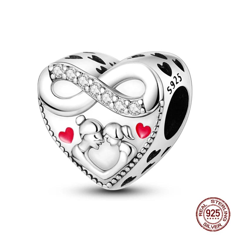 Copper Red Color Collection Heart Shape Charm Bead Charms Bead Charms Suitcase Pendant Compatible With Authentic Bracelets Lucky Jewellery Gifts