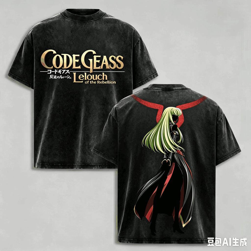 T-shirt Lavata Anime Code Geass Lelouch Lamperouge Estiva per Uomo Donna Moda Nuova Cotone Retro Casual Moda T-shirt