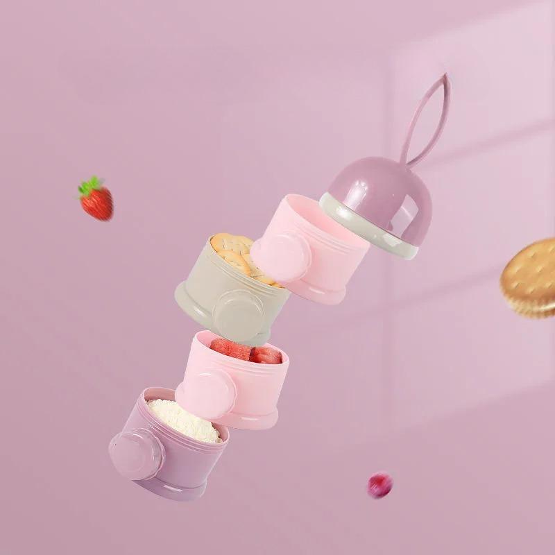 3/4Layer Portable Baby Food Storage Box Cartoon Milk Powder Dispenser for Toddlers, Snack Container for Infants, Kids Lunch Box