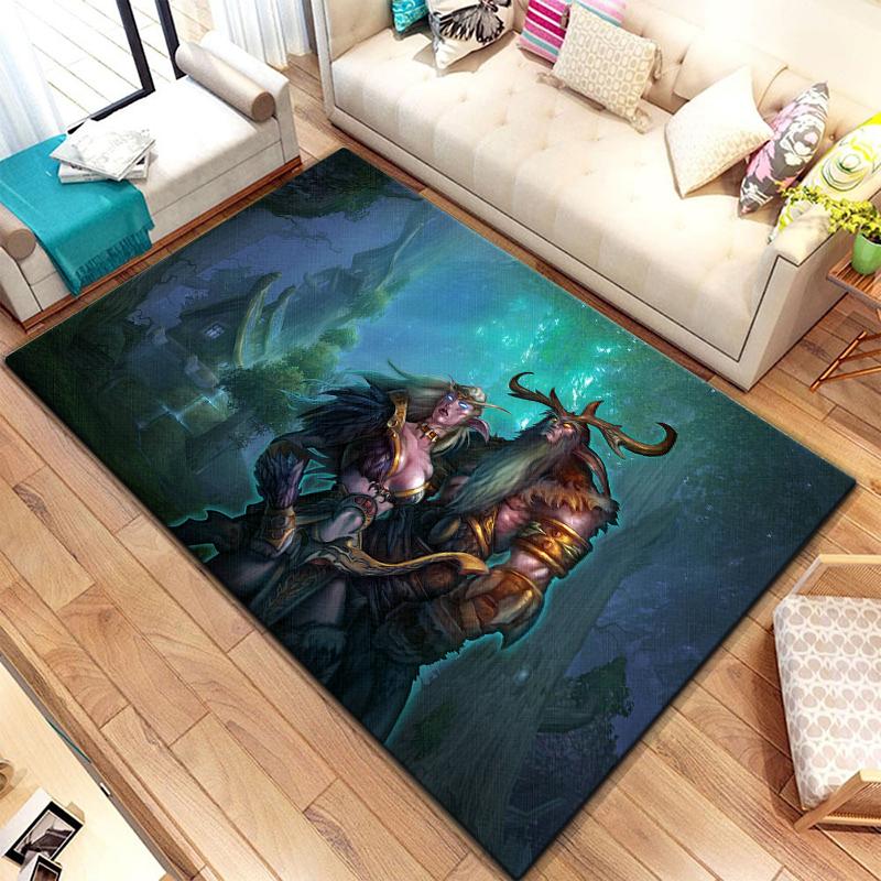 Spiel World of Warcraft Teppich für Wohnzimmerteppiche Camping Stranger Things Picknickmatte Rutschfester E-Sport-Teppich Yogamatte Fans Geschenk