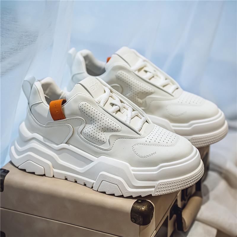 ins fashion men's shoes 2024 winter new casual shoes platform heightening white shoes Korean version trend low-top men's board shoes