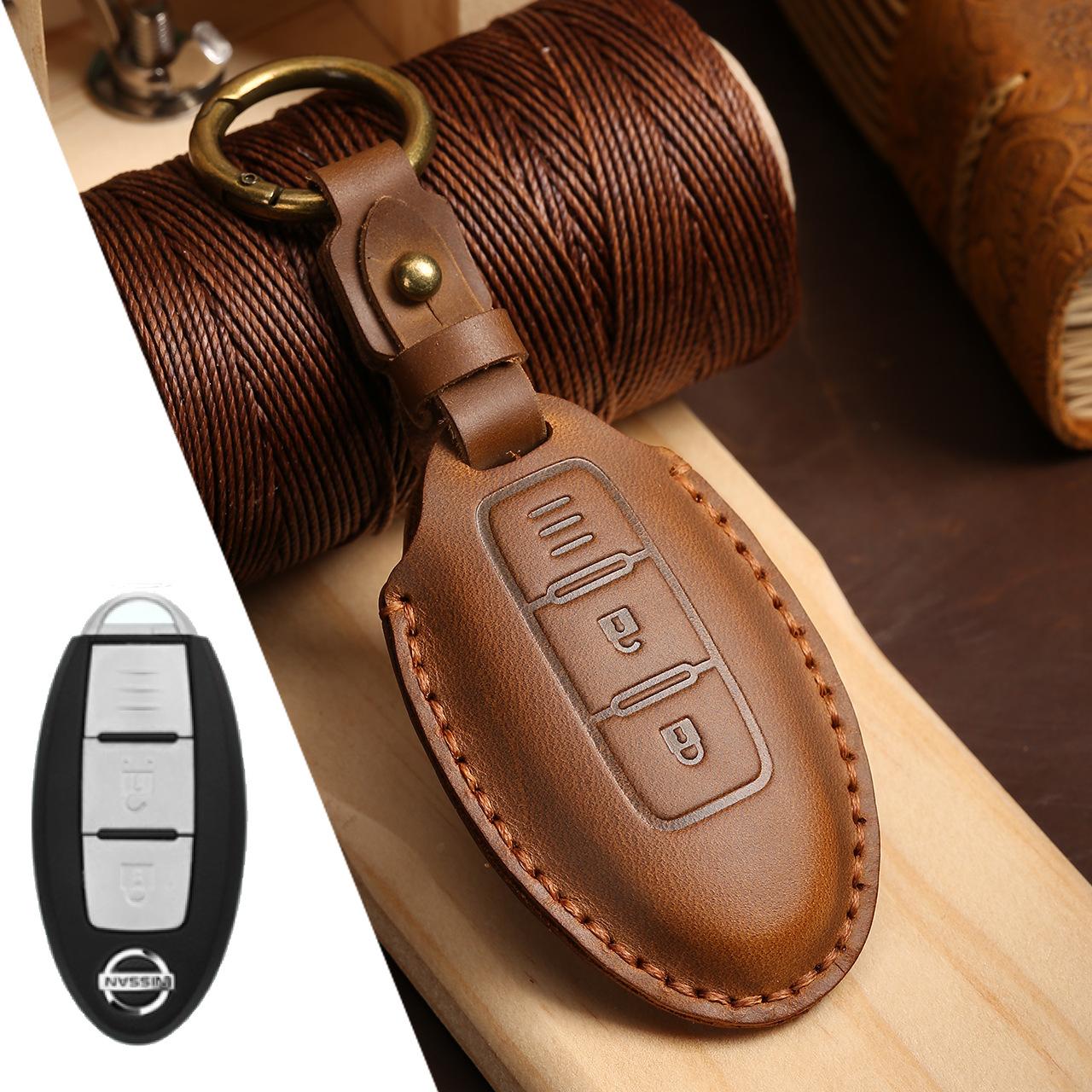 Car Key Protective Cover Is Suitable for Nissan Leather Handmade Automotive Supplies