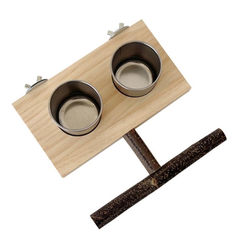 Жердочка для попугаев с металлической миской для волнистых попугайчиков Легкая сборка Винтовые жердочки Кормушка Кормушка для мелких птиц Стоячие жердочки