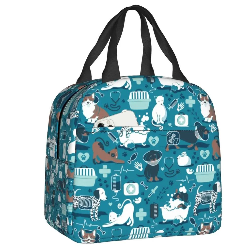 Custom Dachshund Sausage Dog In Florals Lunch Bag Women Cooler Warm Insulated Lunch Boxes for Adult Office
