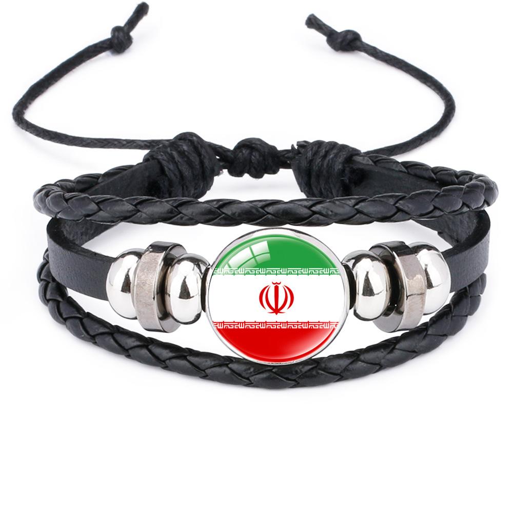 World Cup Leather Bracelet National Flag Soccer Match Souvenir  Adjustable Cowhide Woven Bracelet for Men Women,Sports  Fan Accessories