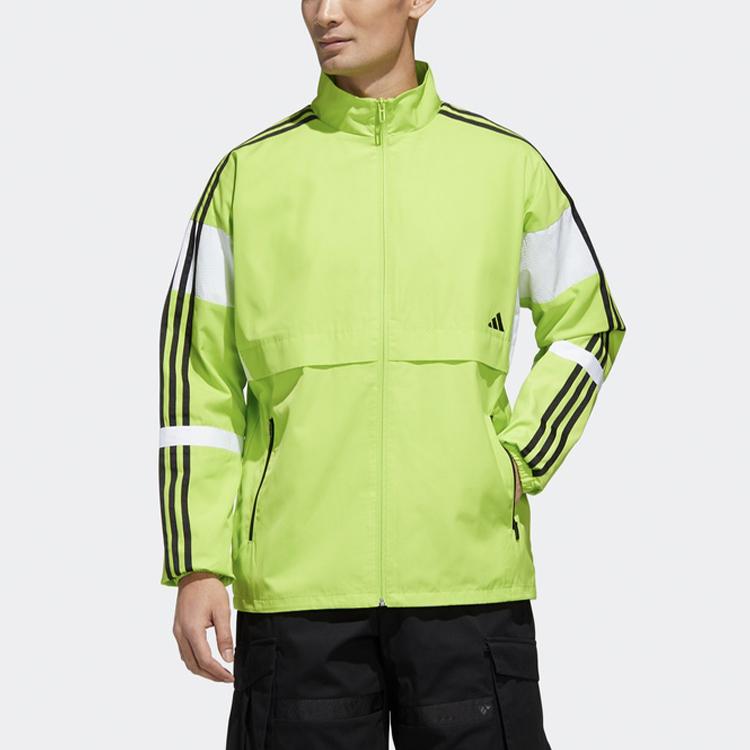 Adidas Stand Collar Colorblock Woven Jacket Men Jacket Semi-Solar-Green GL0400