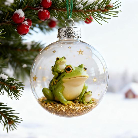 2026 Christmas Ball Ornament Set Handcrafted 3D Frog Ornament Different Frogs Theme Holiday Decorations