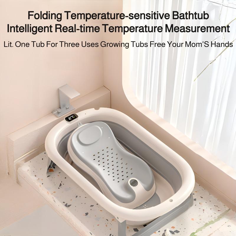Household intelligent constant temperature large capacity baby folding bathtub children can sit and