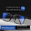 Men Blue Light Blocking Reading Glasses Unisex Business Square Presbyopia Eyewear Women Ultralight TR90 Titanium Eyeglasses