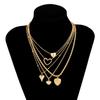 Stylish Stackable Heart Pendant Necklace Set Multilayer Clavicle Chain Gold Jewelry For Casual Or Formal Outfits