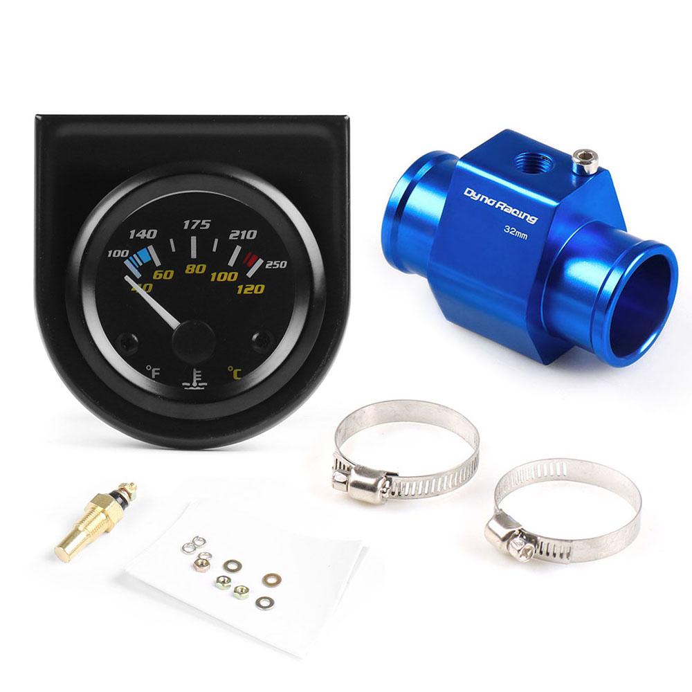 2'' 52MM White Led Water Temperature Gauge 40-120 Celsius/100-250 Fahrenheit With Water Temp Joint Pipe Sensor Adapter 1/8NPT