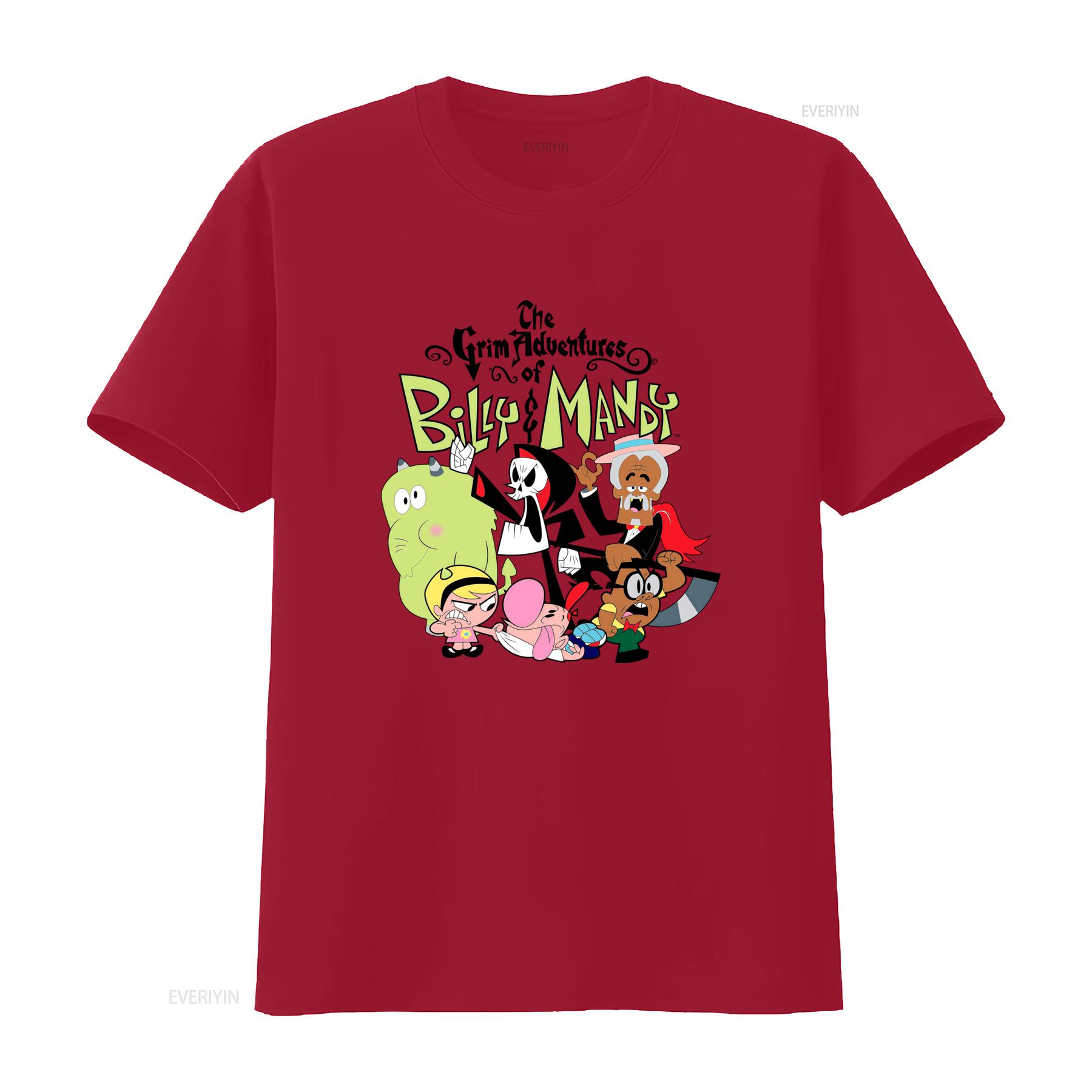 

The Grim Adventures of Billy Mandy Cartoon Characters Print T Shirt for S 5XL vintage Washed Versatile Breathable Unisex S