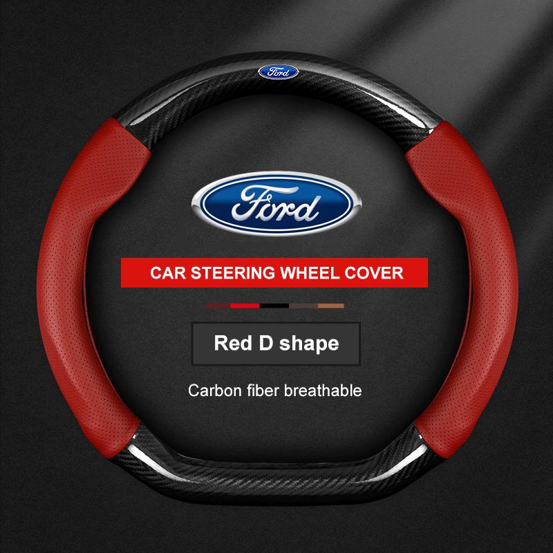 lcqg2 Car Carbon Fiber Ventilate Steering Wheel Cover Ford ST Mondeo F150 Fusion Mustang EXPLORER ESCAPE EDGE Fiesta Focus Kuga Ranger